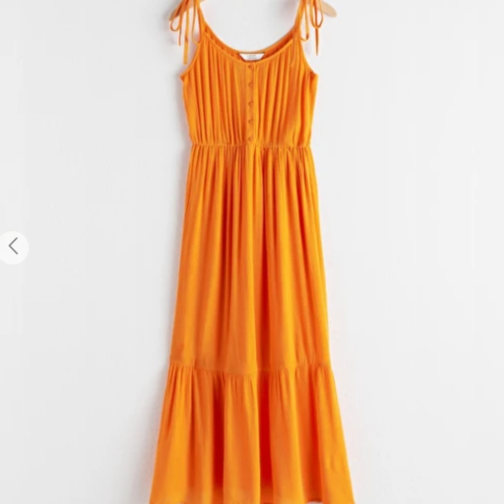 NWT &Other Stories Ruffled Tie Shoulder Midi Dress